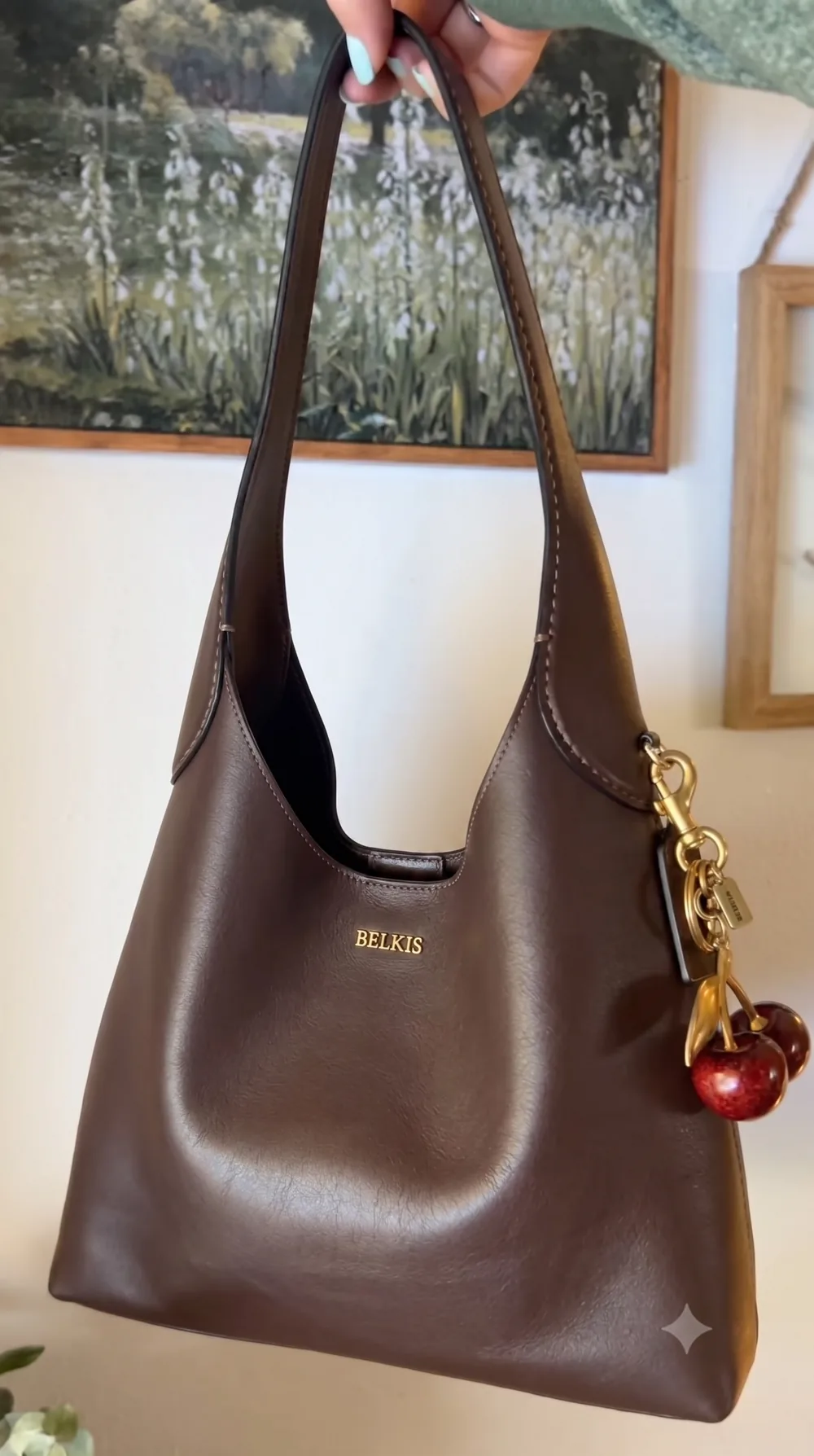The Cherry Hobo, chestnut leather hobo bag