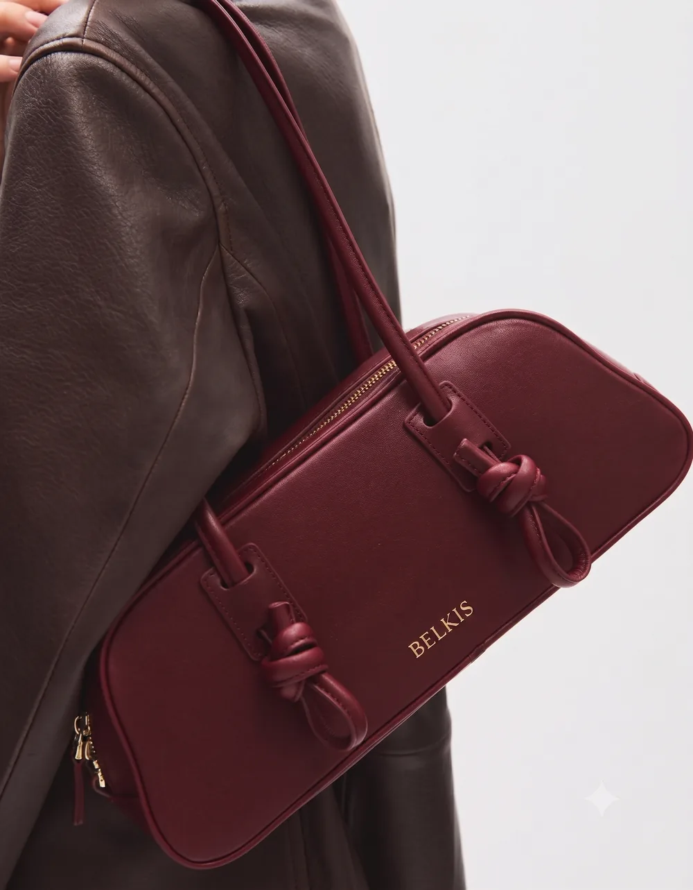 The Knot, burgundy leather shoulder bag